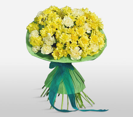 Yellow Carnations and Chrysanthemums